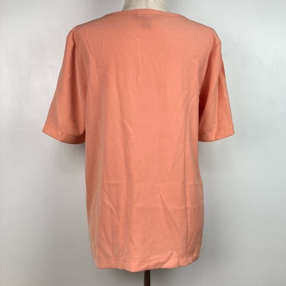 ST. JOHN Lightweight Triacetate Blend Scoop Neck Basic Pocket Tee Shirt - Picture 9 of 10